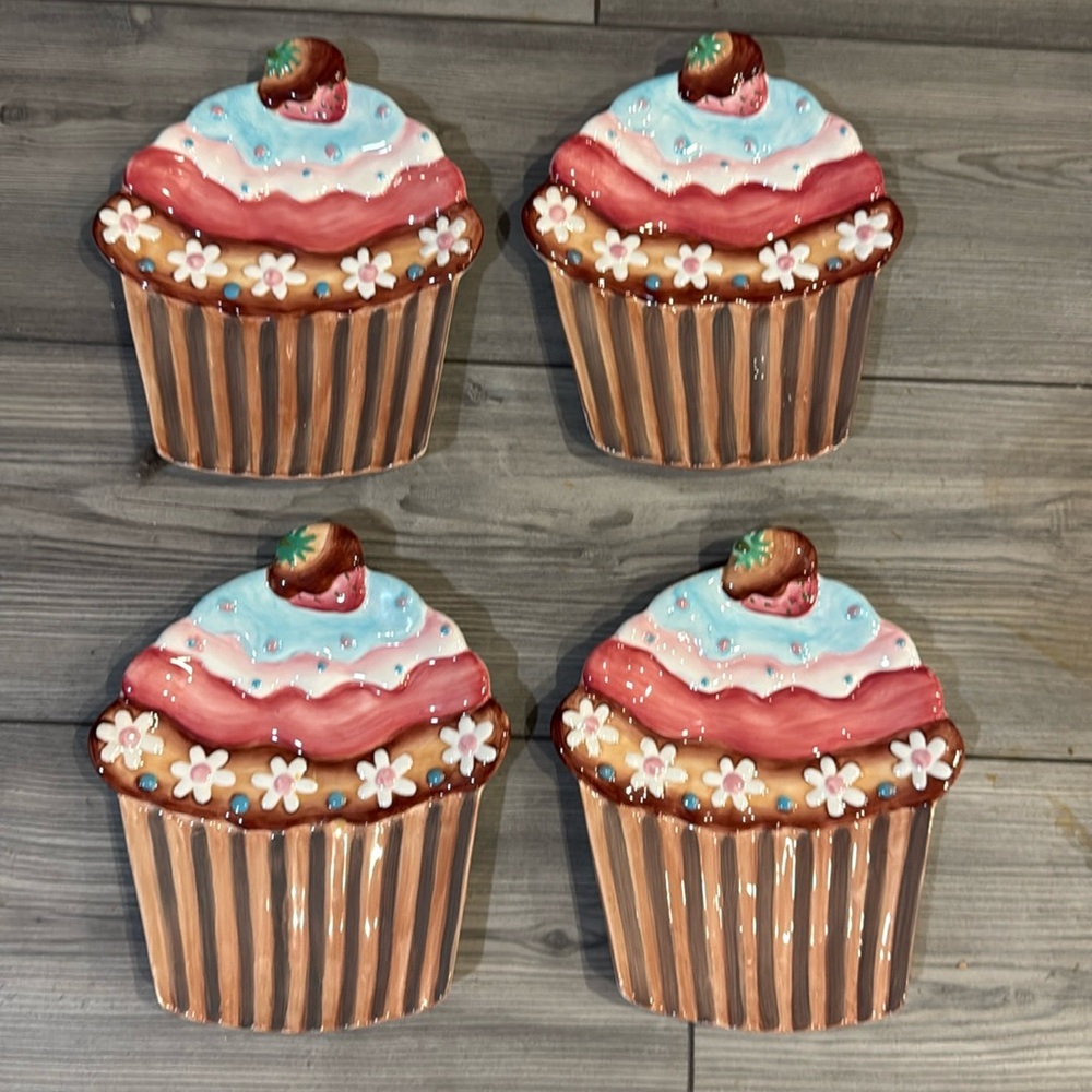Certified International cupcake plate. 8.5” x 7”.  Four plates.  Perfect